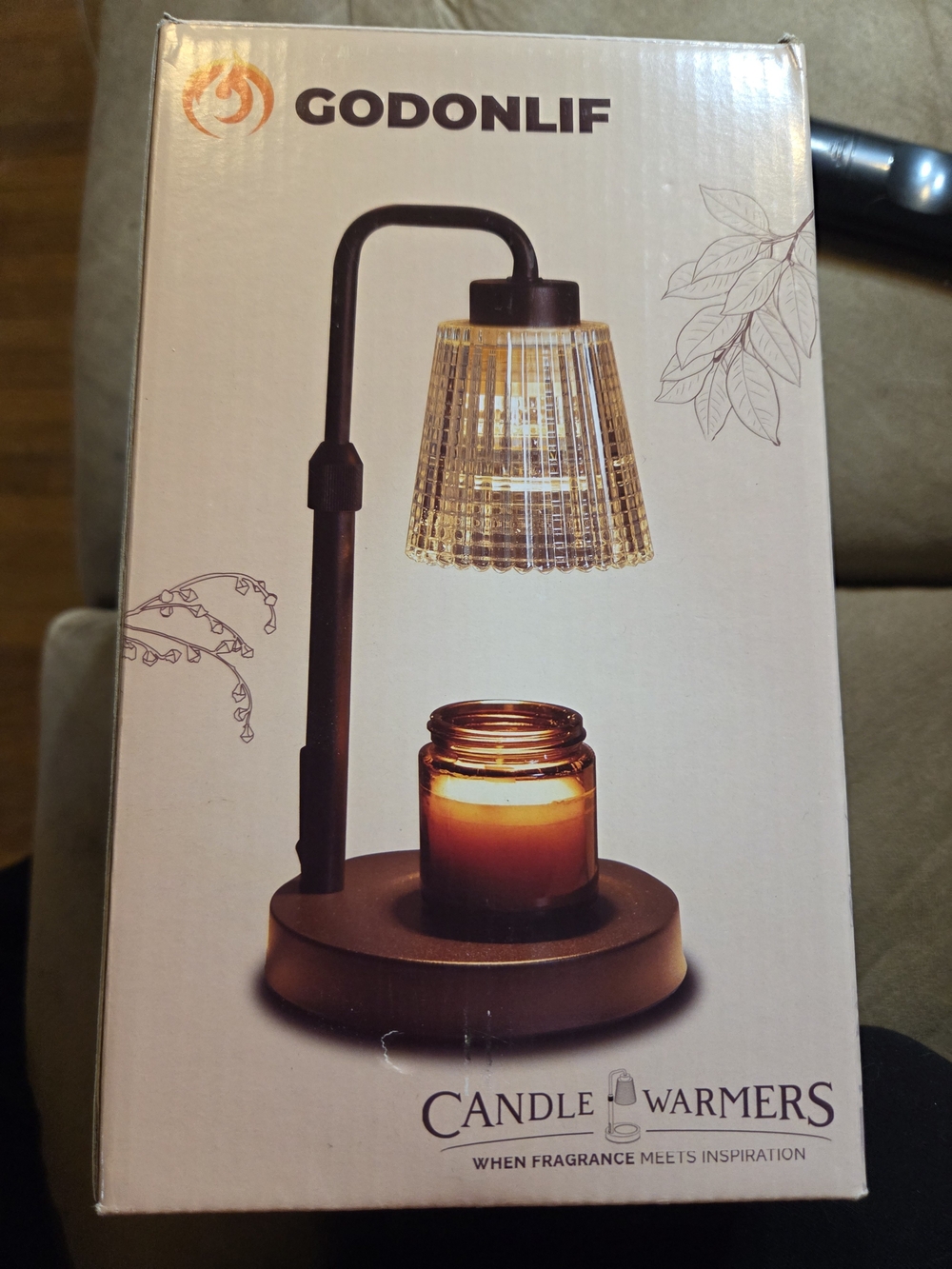 Amber Glass Candle Warmer with Bronze Base (NIB)